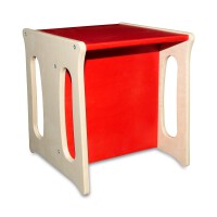 Kombihocker Wendehocker Mehrzweckstuhl-Tisch Birke rot
