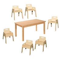 6 x Kleinkindstuhl mit Armlehnen + 1 x Rechtecktisch...
