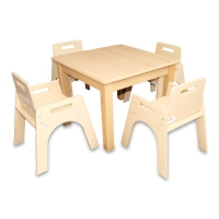 Kleinkindstuhl mit Armlehnen + 1 x Quadrattisch 80x60 cm