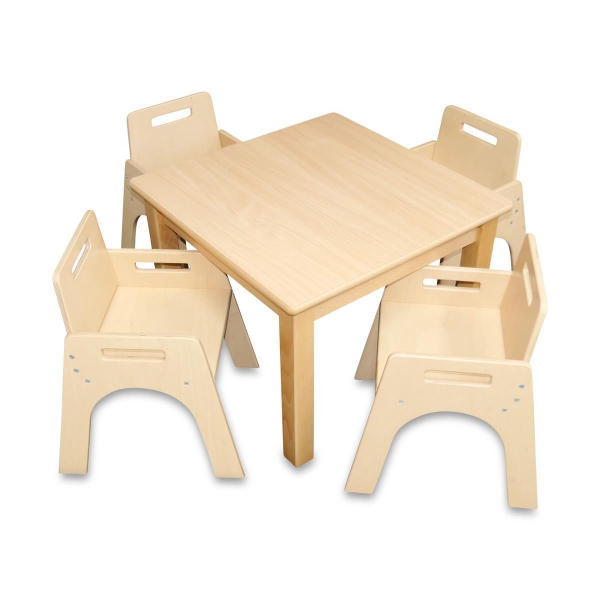 Kleinkindstuhl mit Armlehnen + 1 x Quadrattisch 60 x 60 cm