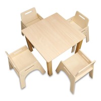 Kleinkindstuhl mit Armlehnen + 1 x Quadrattisch 60 x 60 cm
