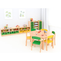 Kindergartenstuhl Stapelholzstuhl 34/35 cm Pastelfarben